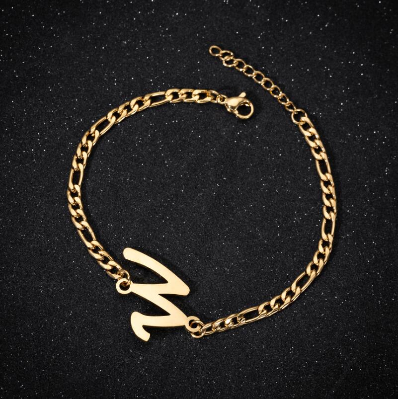 best Personalize Initial Bracelets Bangles A-Z 26 Letters Alphabet Charm Bracelet Accessories shop online at M2K Trends for All Bracelets