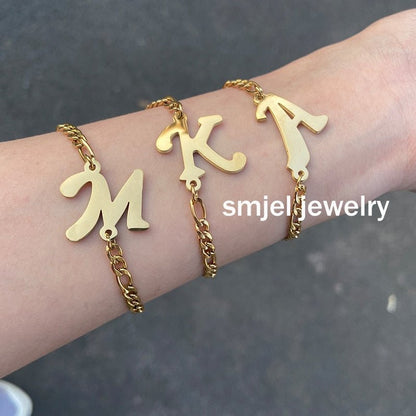 best Personalize Initial Bracelets Bangles A-Z 26 Letters Alphabet Charm Bracelet Accessories shop online at M2K Trends for All Bracelets