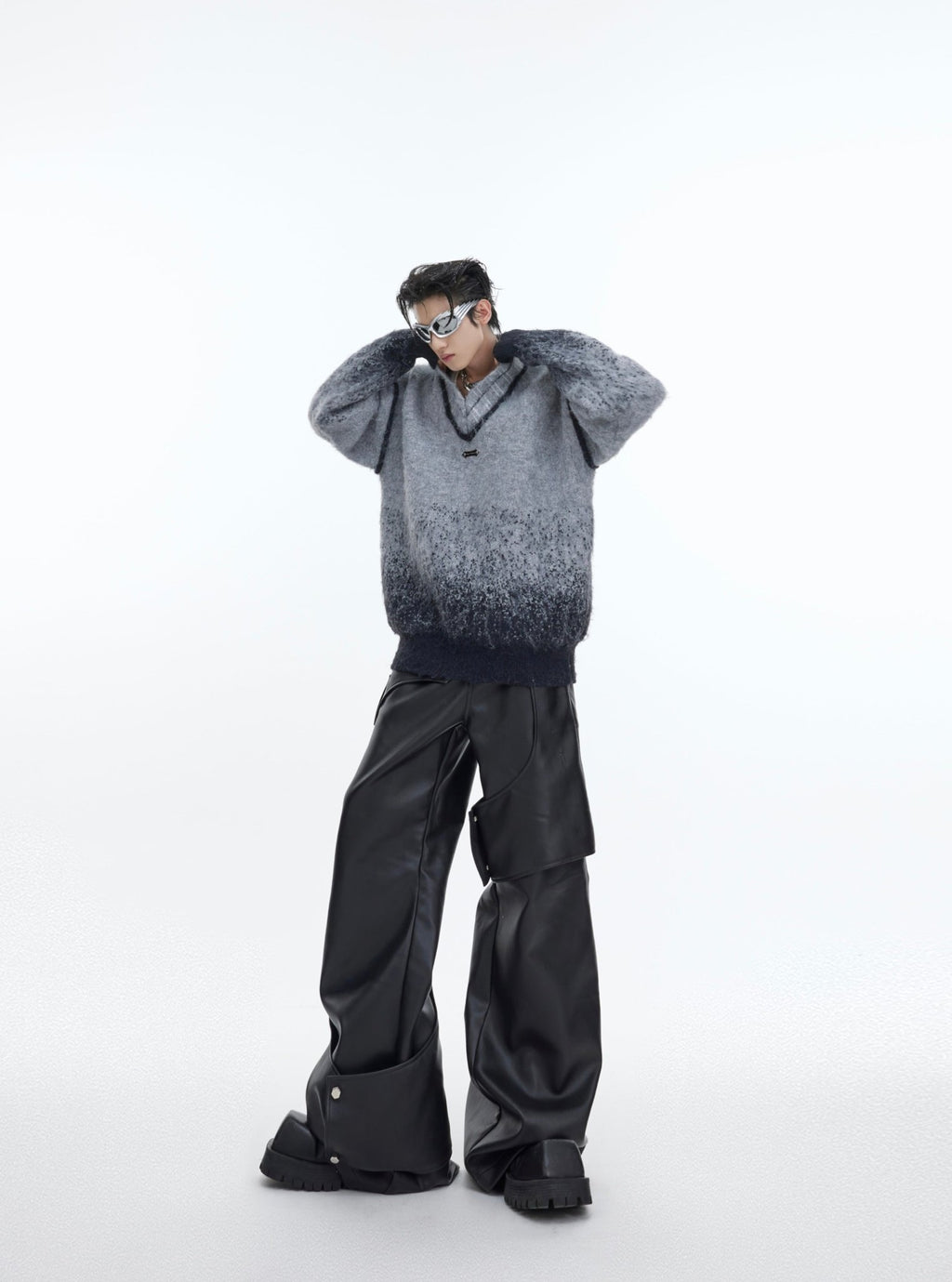 best Polka Dot Gradient V-neck Sweater With Metal Embellishments 0 shop online at M2K Trends for #CasualElegance #TrendySweater #WomensFashion #CozyStyle #UniqueDesign #StatementPiece #FashionForward #FeminineStyle #LayeringEssential #SeasonalWardrobe