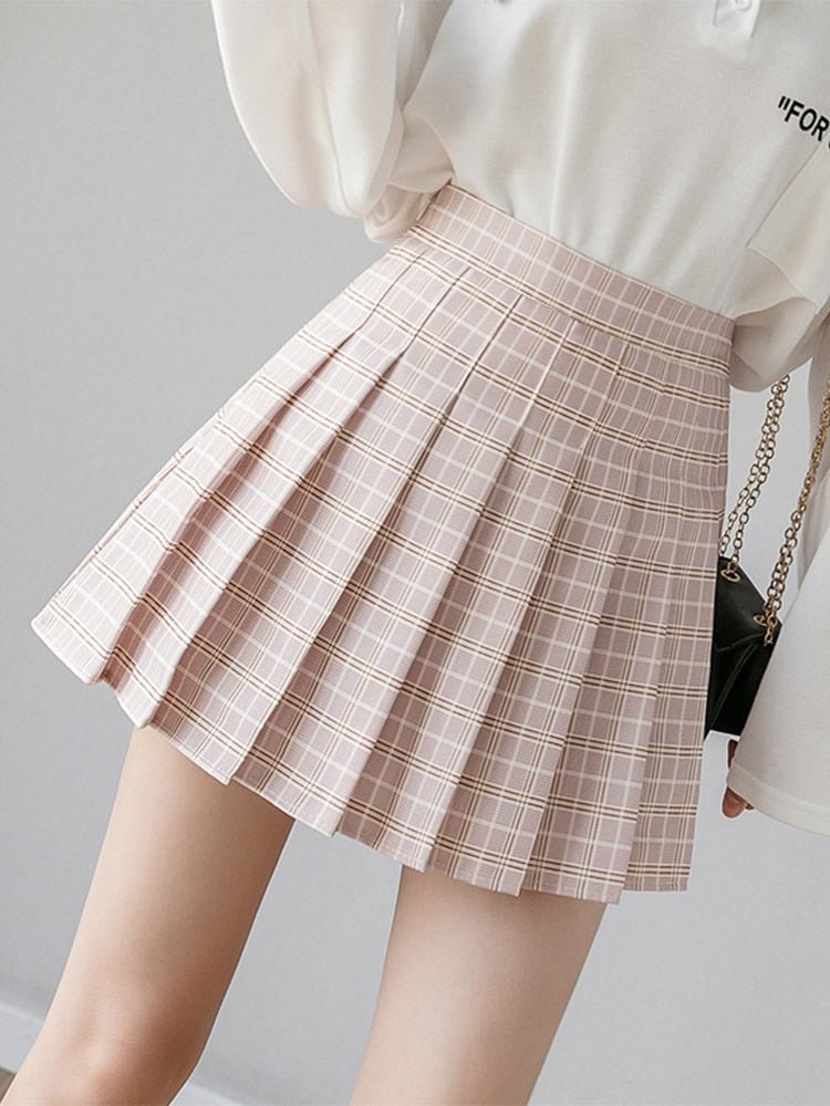 best Preppy Style High Waist Solid Pleated Mini Skirt Women Summer Spring Korean Fashion Cute White A-line Skirt Y2k Skort Clothes 0 shop online at M2K Trends for