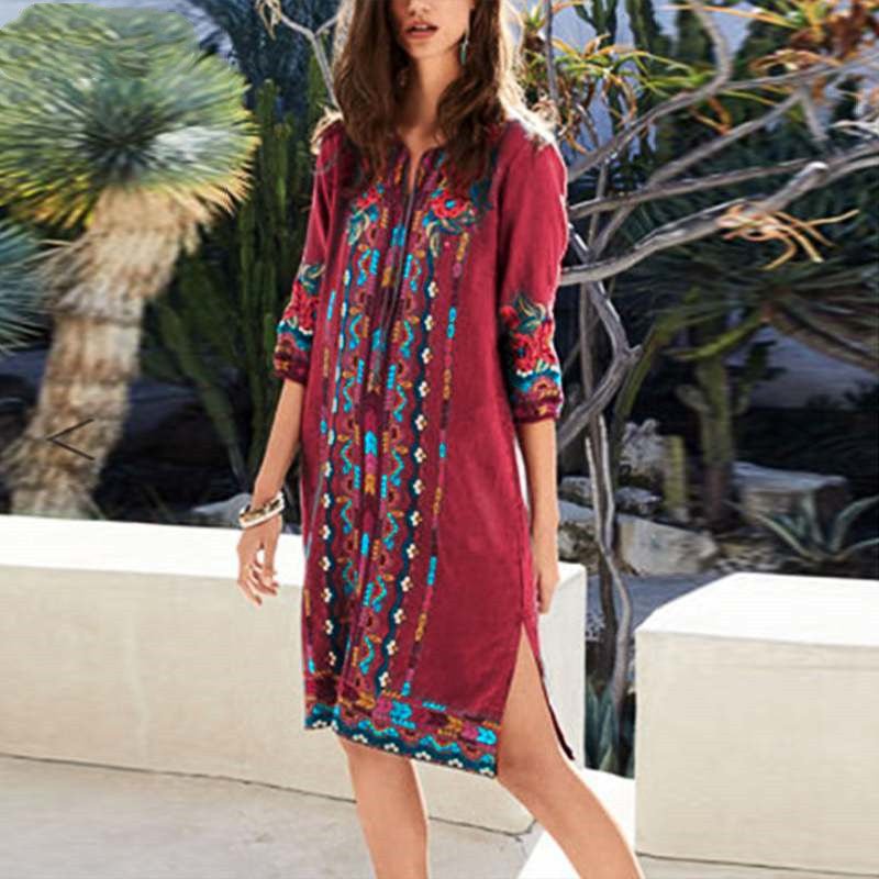 best Printed casual tunic dress bohemian Blouse shop online at M2K Trends for