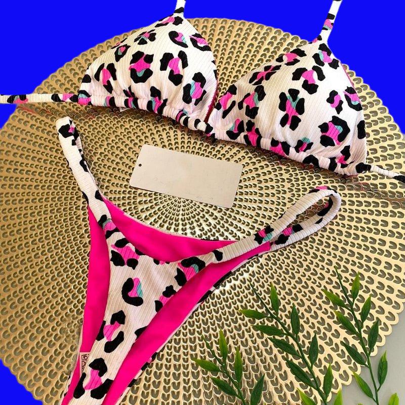 best QINJOYER Swimwear Women Leopard Print Bikini Biquini Brazilian Swimwear 2 Piece Set Women Bikini String Swimming Suit Beach Wear 0 shop online at M2K Trends for