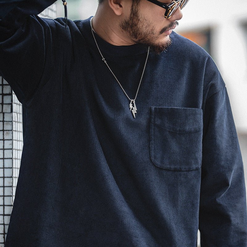 best Retro Corduroy Suede Stitching Sweater Autumn And Winter Stacking Pocket Ins Hoodless Jacket 0 shop online at M2K Trends for