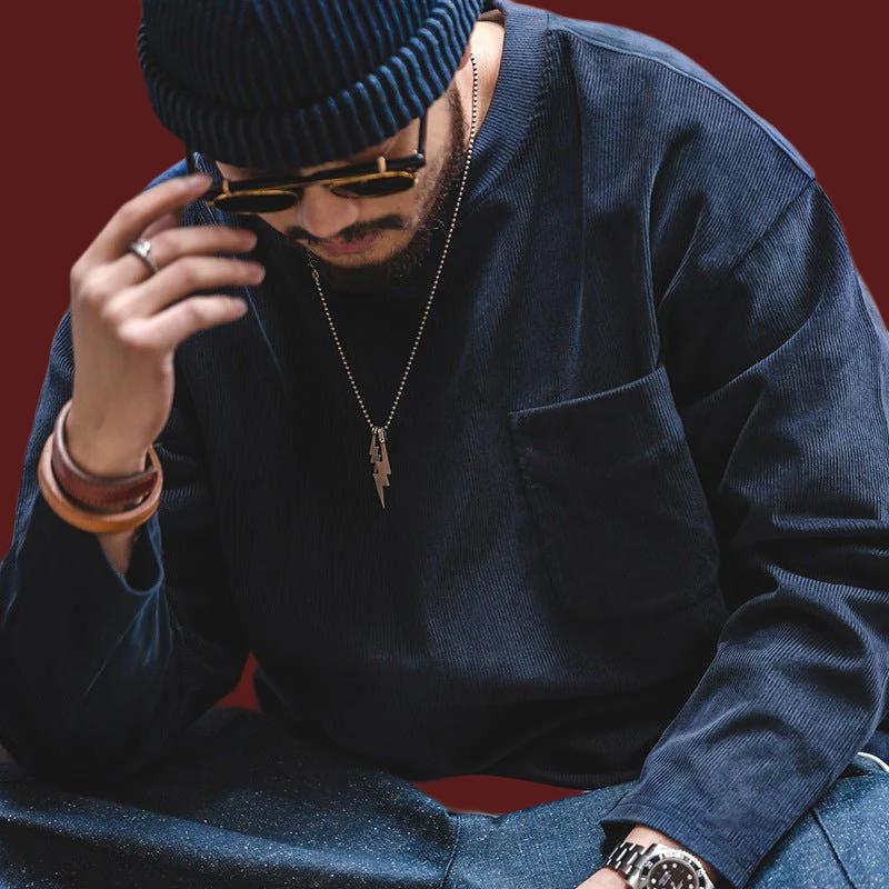 best Retro Corduroy Suede Stitching Sweater Autumn And Winter Stacking Pocket Ins Hoodless Jacket 0 shop online at M2K Trends for