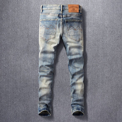 best Retro Fashion Men's Jeans Made Old Washed Slightly Elastic Clothing shop online at M2K Trends for mens pants