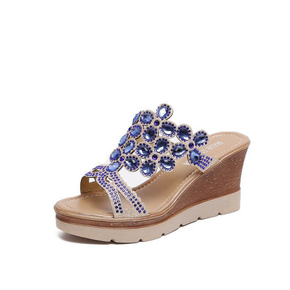 best Rhinestone Platform Sandals And Slippers With Slope Heels 0 shop online at M2K Trends for