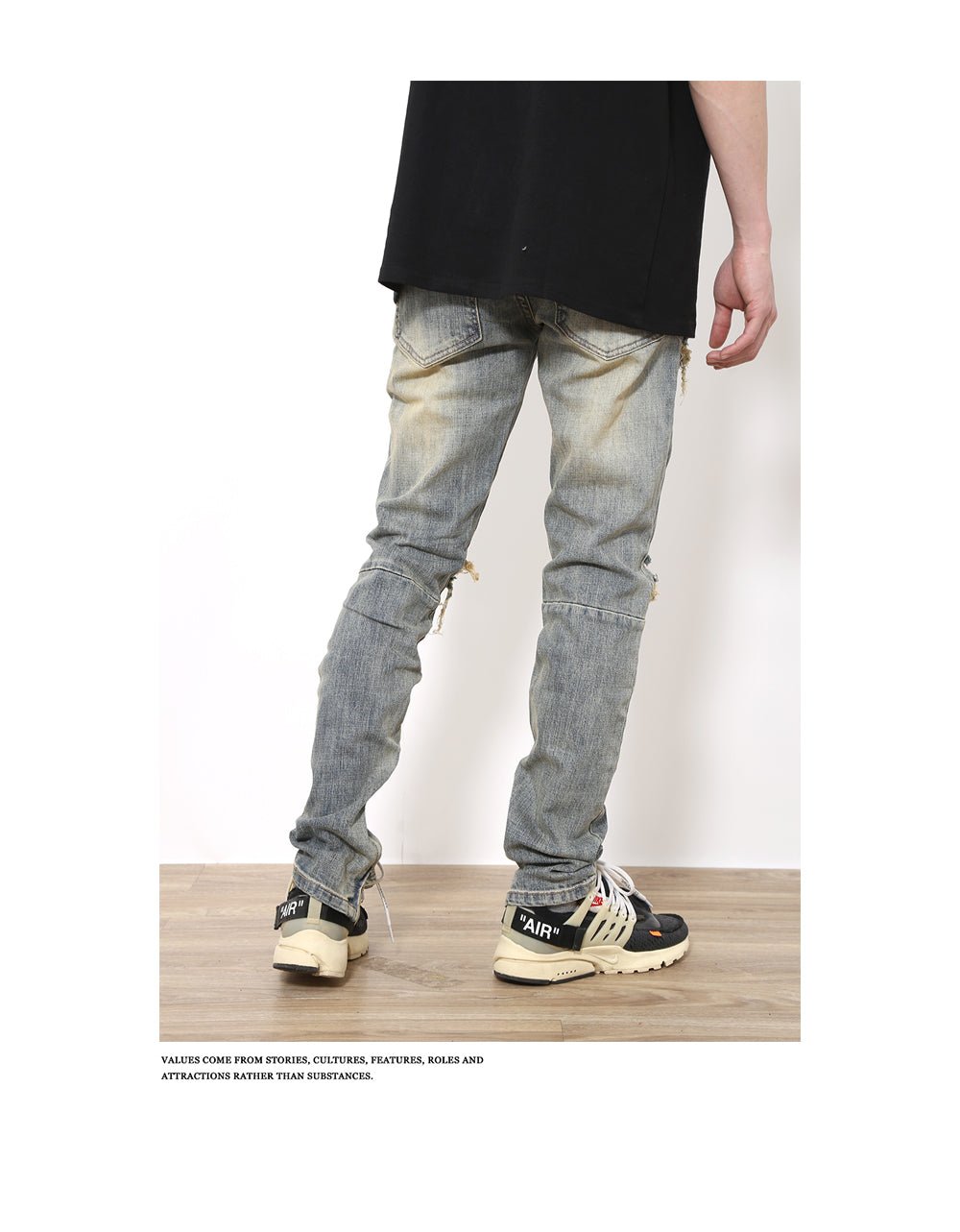 best Ripped Jeans Fog American Street Washed Slim Fit Feet Tight Long Pants Ins Tide 0 shop online at M2K Trends for