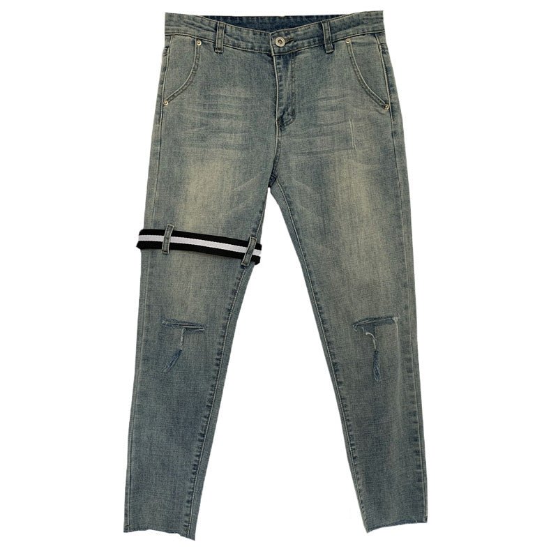 best Ripped T-Knife Cut Jeans Cropped Trousers 0 shop online at M2K Trends for