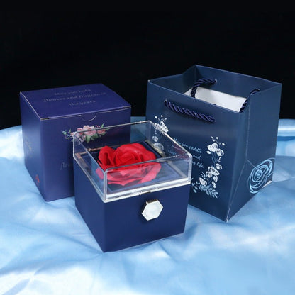 best Rotating Soap Flower Rose Gift Box Creative Rotating Rose Jewelry Packaging Box Valentine's Day Gift For Women 0 shop online at M2K Trends for