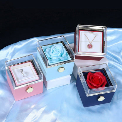 best Rotating Soap Flower Rose Gift Box Creative Rotating Rose Jewelry Packaging Box Valentine's Day Gift For Women 0 shop online at M2K Trends for