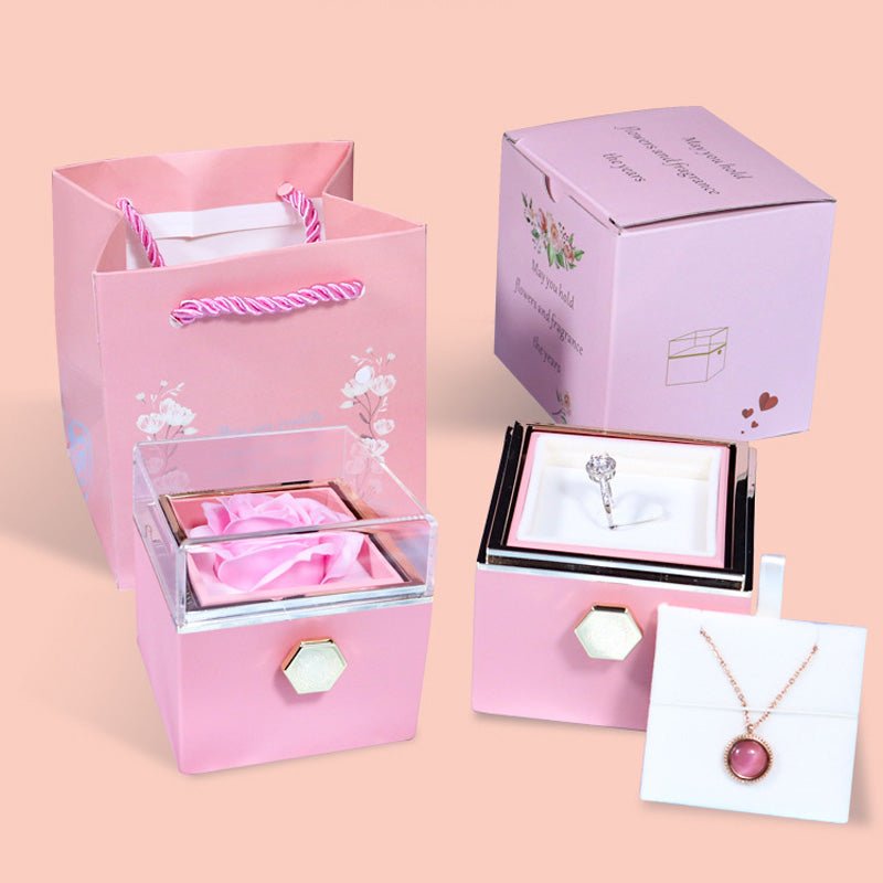 best Rotating Soap Flower Rose Gift Box Creative Rotating Rose Jewelry Packaging Box Valentine's Day Gift For Women 0 shop online at M2K Trends for