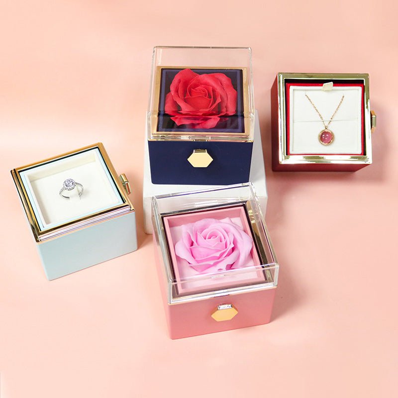 best Rotating Soap Flower Rose Gift Box Creative Rotating Rose Jewelry Packaging Box Valentine's Day Gift For Women 0 shop online at M2K Trends for