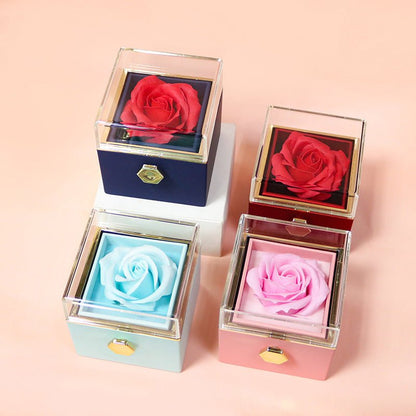 best Rotating Soap Flower Rose Gift Box Creative Rotating Rose Jewelry Packaging Box Valentine's Day Gift For Women 0 shop online at M2K Trends for