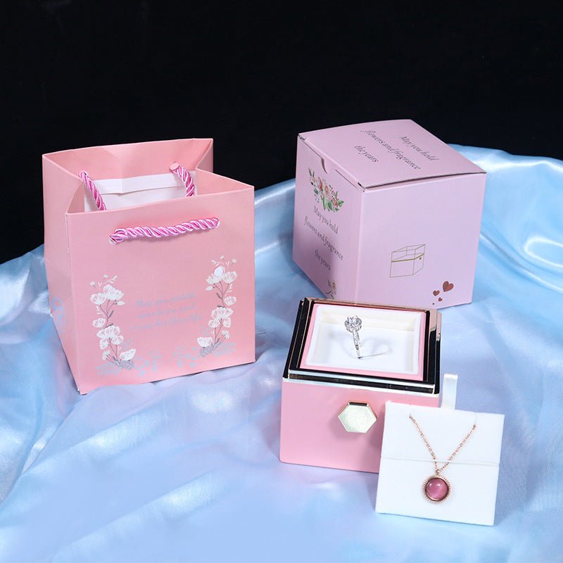 best Rotating Soap Flower Rose Gift Box Creative Rotating Rose Jewelry Packaging Box Valentine's Day Gift For Women 0 shop online at M2K Trends for