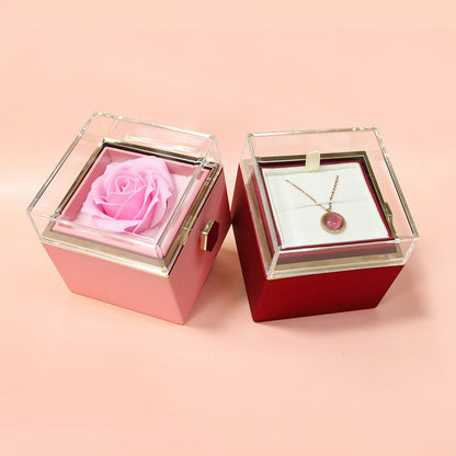 best Rotating Soap Flower Rose Gift Box Creative Rotating Rose Jewelry Packaging Box Valentine's Day Gift For Women 0 shop online at M2K Trends for