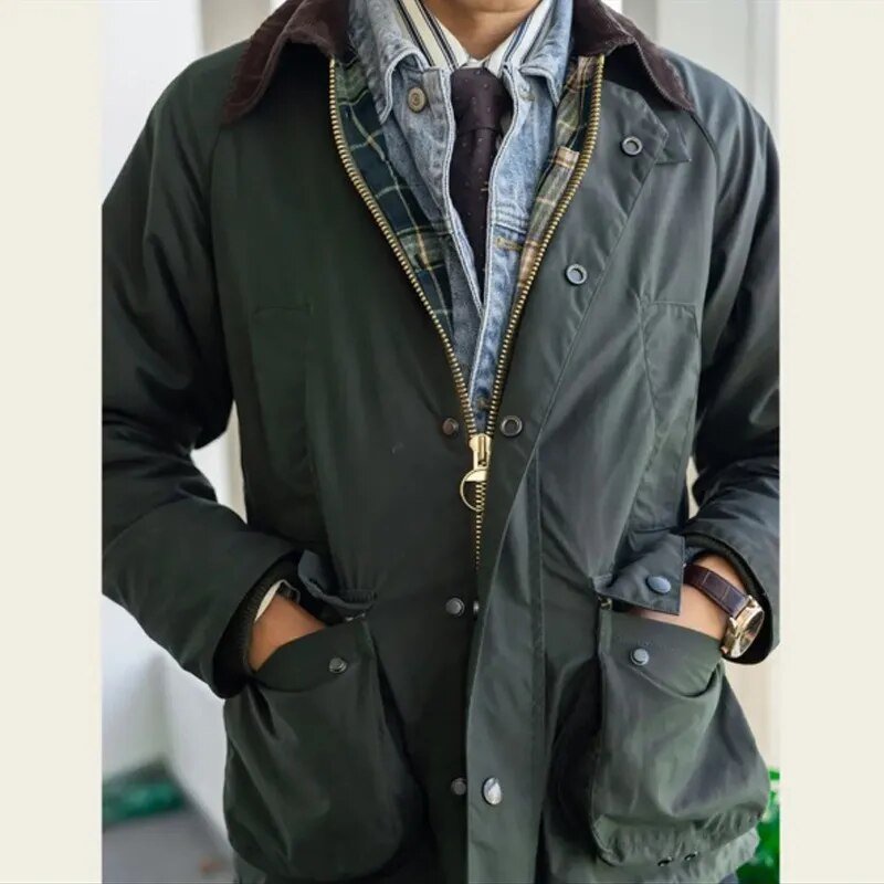 best Safari Jacket Men Waterproof Vintage Wax Jacket Windbreaker Coat Retro Clothing Casual Wear Collar Fold On Jacket shop online at M2K Trends for