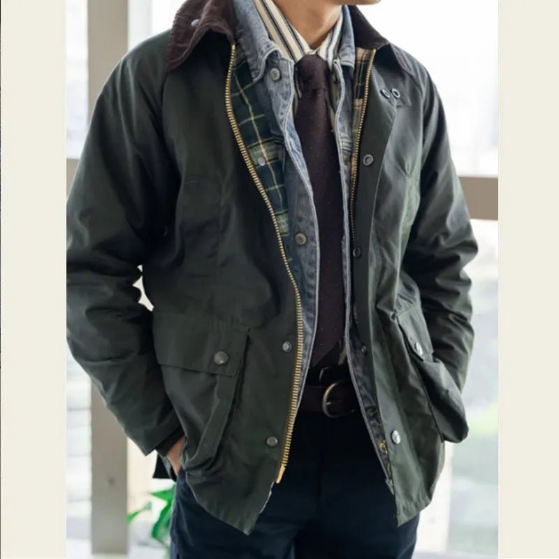 best Safari Jacket Men Waterproof Vintage Wax Jacket Windbreaker Coat Retro Clothing Casual Wear Collar Fold On Jacket shop online at M2K Trends for