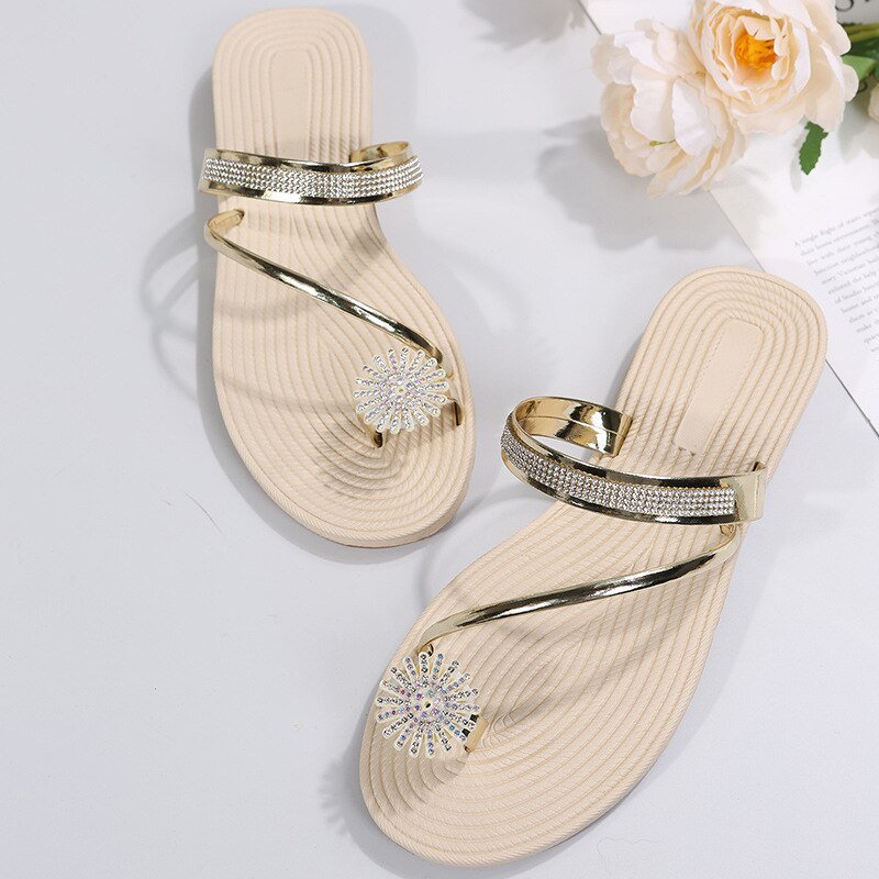 best Sandals Women Summer New Fashion Beach Sandals Rhinestone Flat Slippers Luxury Sandals Women Designers Designer Shoes slippers shop online at M2K Trends for