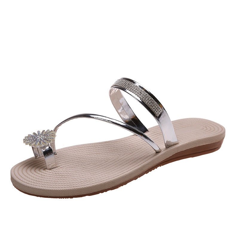 best Sandals Women Summer New Fashion Beach Sandals Rhinestone Flat Slippers Luxury Sandals Women Designers Designer Shoes slippers shop online at M2K Trends for