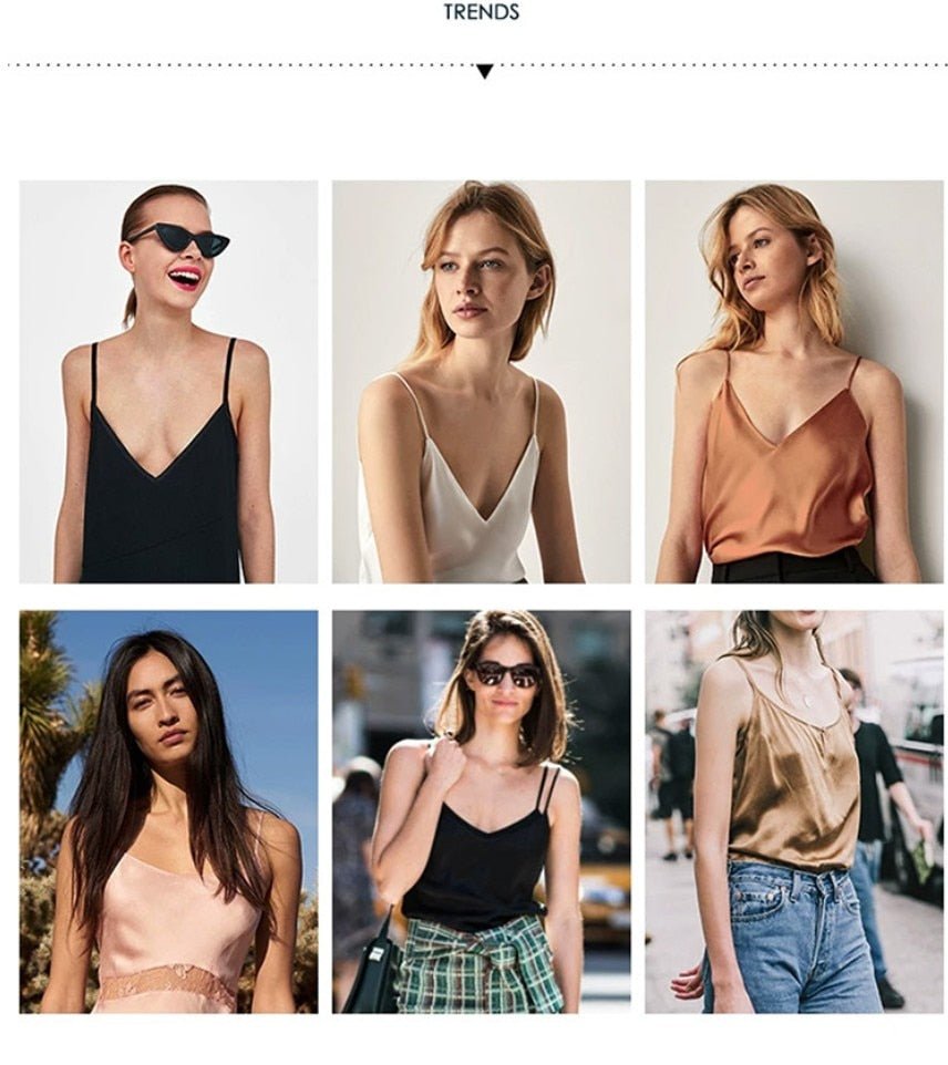 best Sexy Strap Crop Top Women Halter V Neck Basic White Black Cami Sleeveless Satin Tube Tank Tops Women'S Summer Y2K Camisole 0 shop online at M2K Trends for