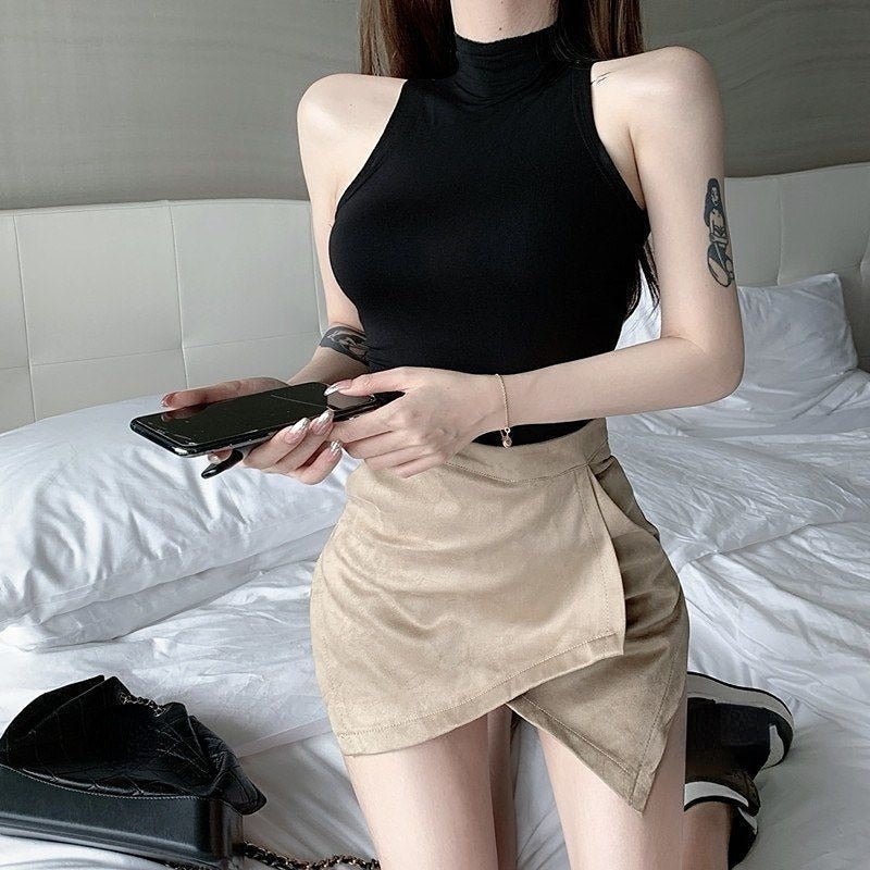 best Sexy Tank Top Solid Halter Crop Tops Women Summer Camis Turtleneck Camisole Fashion Casual Tube Female Sleeveless Cropped Vest 0 shop online at M2K Trends for