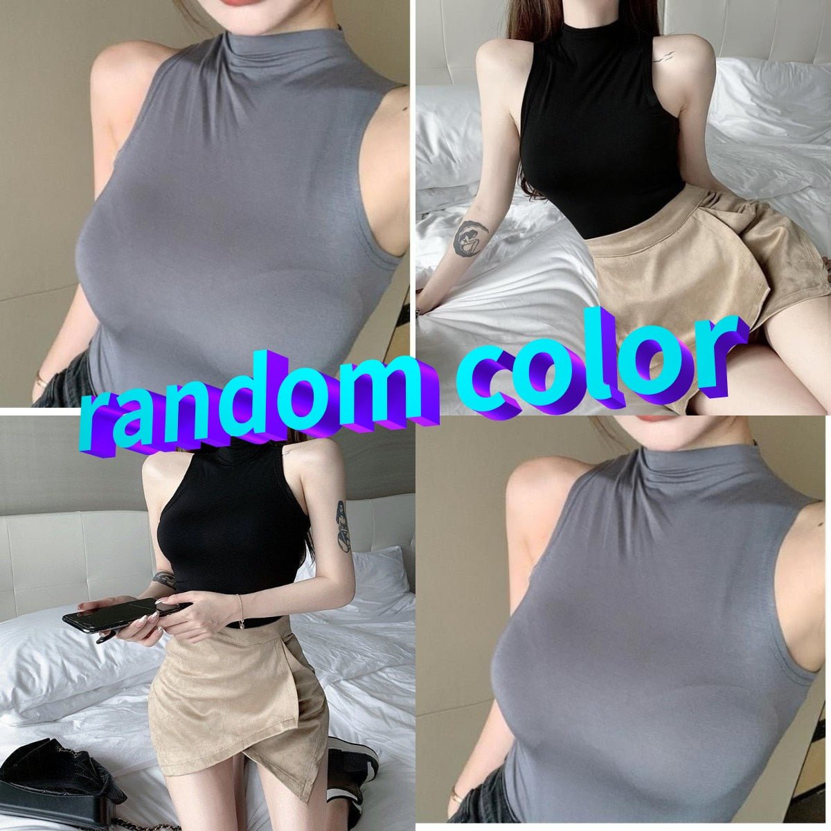 best Sexy Tank Top Solid Halter Crop Tops Women Summer Camis Turtleneck Camisole Fashion Casual Tube Female Sleeveless Cropped Vest 0 shop online at M2K Trends for