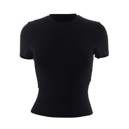 best Shestyle 2023 Spring New Short Sleeve T-Shirt Women Solid Simple Casual Soft All-Match Hot Basic Crop Tops Tees Summer Fashion 0 shop online at M2K Trends for