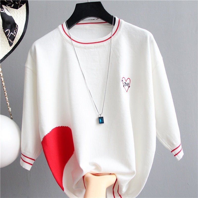 best Shintimes Thin T Shirt Women Clothes Letter Love Knitted 2021 New Summer Tops Woman Tshirt Casual T-Shirt Female Tee Shirt Femme 0 shop online at M2K Trends for