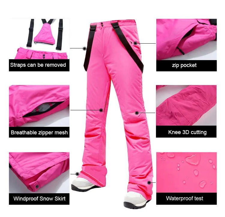 best Ski Pants Women Thicken Windproof Waterproof Winter Snow Pants Outdoor Sports Snowboarding Warm Breathable Overalls shop online at M2K Trends for