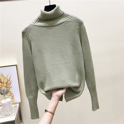 best Slim-fit Knit Sweater Women Loose Long-sleeved Pullover Turtleneck Base Sweater Women's T-Shirt | Fruit of the Loom L393 shop online at M2K Trends for