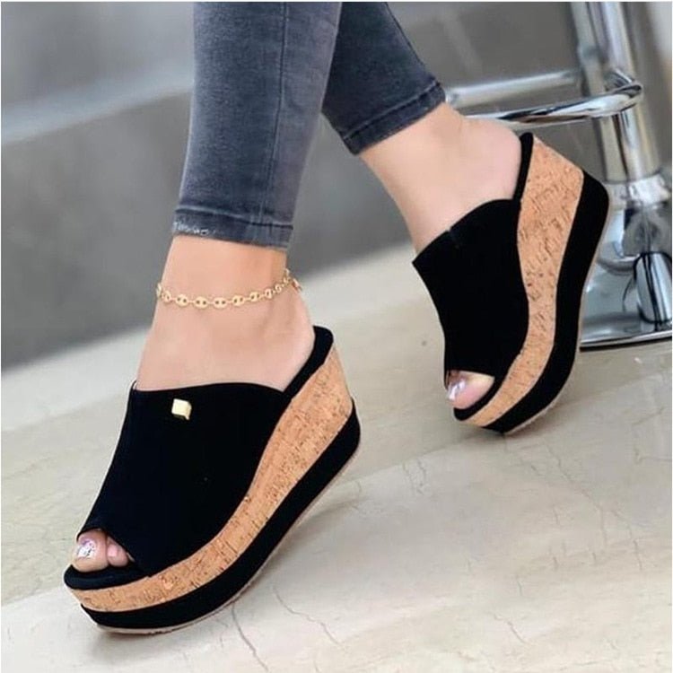 best Slippers Summer 1 Wedges Retro Fish Mouth Large Size Sandals Women High Heel Platform Solid Color Plus Size Shoes Sandalias 0 shop online at M2K Trends for