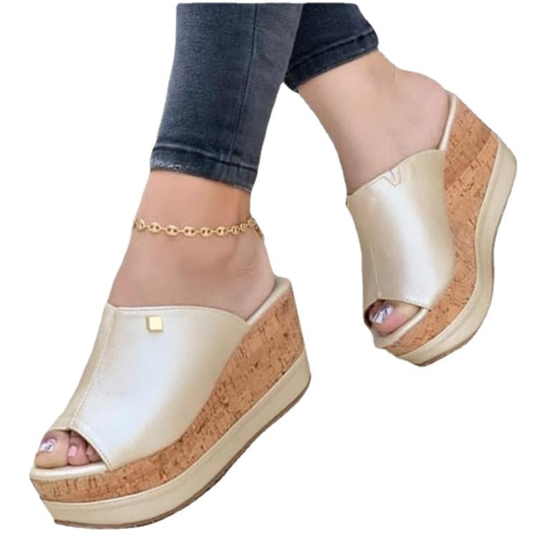 best Slippers Summer 1 Wedges Retro Fish Mouth Large Size Sandals Women High Heel Platform Solid Color Plus Size Shoes Sandalias 0 shop online at M2K Trends for