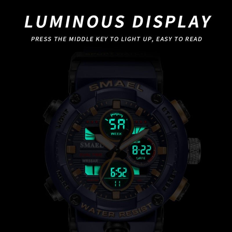 best SMAEL Sport Watch Men Waterproof LED Digital Watches Stopwatch Big Dial Clock For Male 8038 relogio masculino Men Watches Quartz Jewelry & Watches shop online at M2K Trends for Black Watch