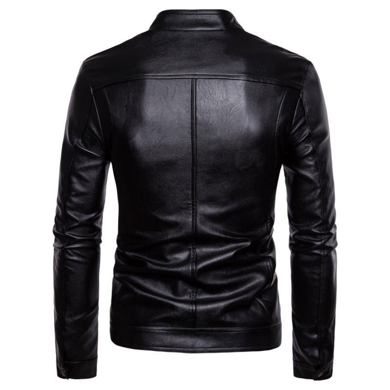 best Solid Collar Large Men's Motorcycle Leather PU Jacket 0 shop online at M2K Trends for