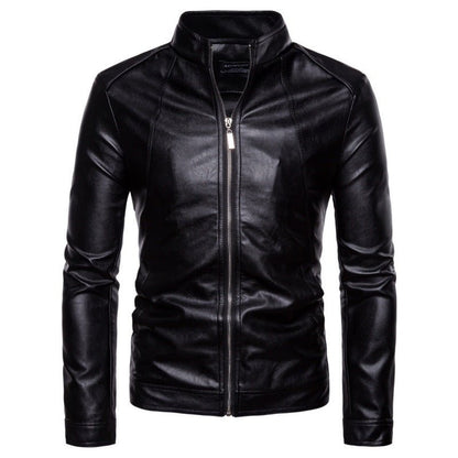 best Solid Collar Large Men's Motorcycle Leather PU Jacket 0 shop online at M2K Trends for