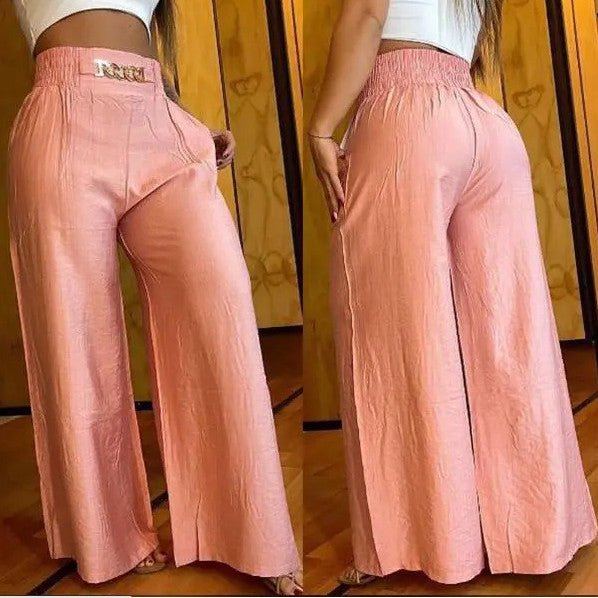 best Solid Color White Wide-leg High-waisted Trousers Loose Women Casual Cargo Pants shop online at M2K Trends for women cargo pants