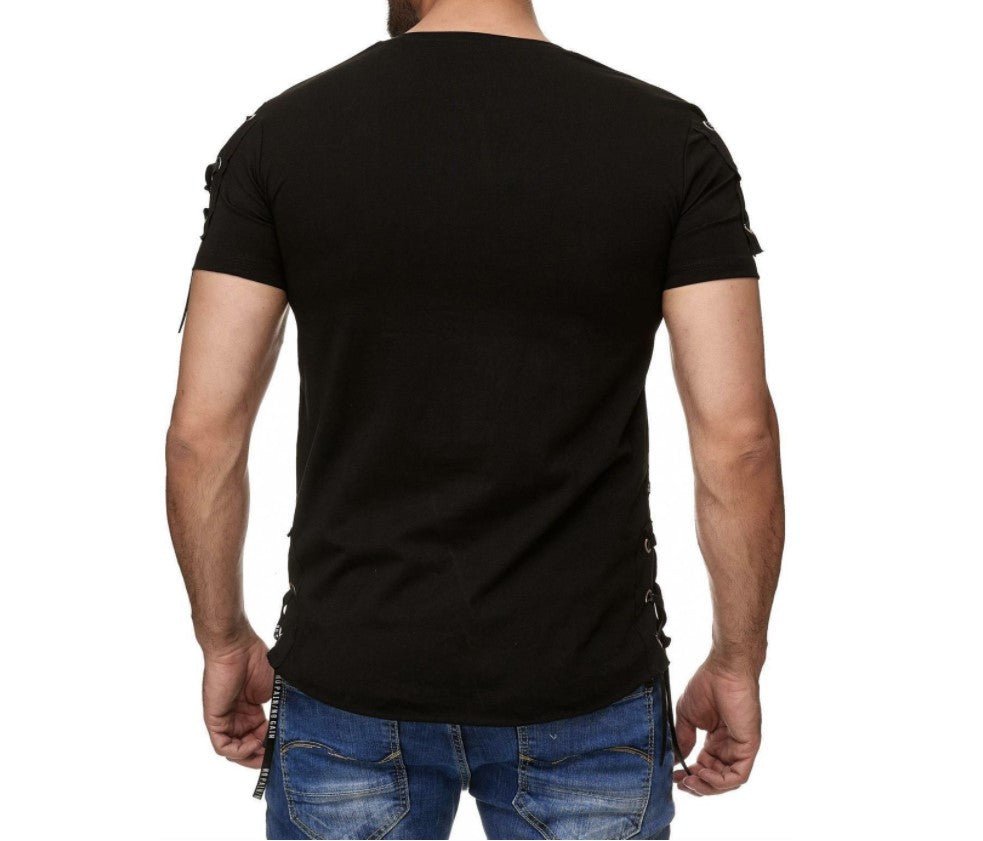 best Solid Slim Fit Sports Collarless Youth Cuff T-Shirt Shirts & Tops shop online at M2K Trends for black t shirt women