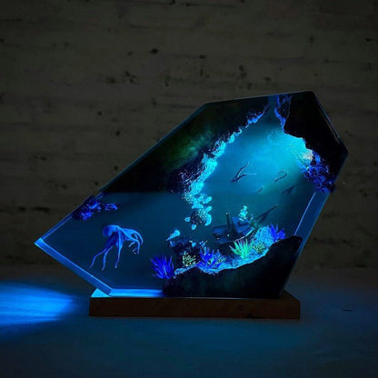 best Solid Wood Epoxy Resin Deep Sea World Small Night Lamp 0 shop online at M2K Trends for