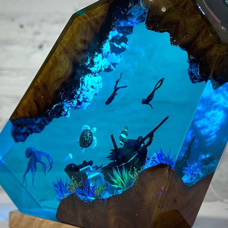 best Solid Wood Epoxy Resin Deep Sea World Small Night Lamp 0 shop online at M2K Trends for