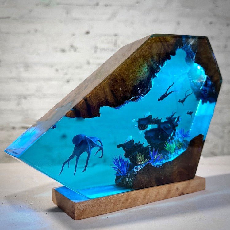 best Solid Wood Epoxy Resin Deep Sea World Small Night Lamp 0 shop online at M2K Trends for