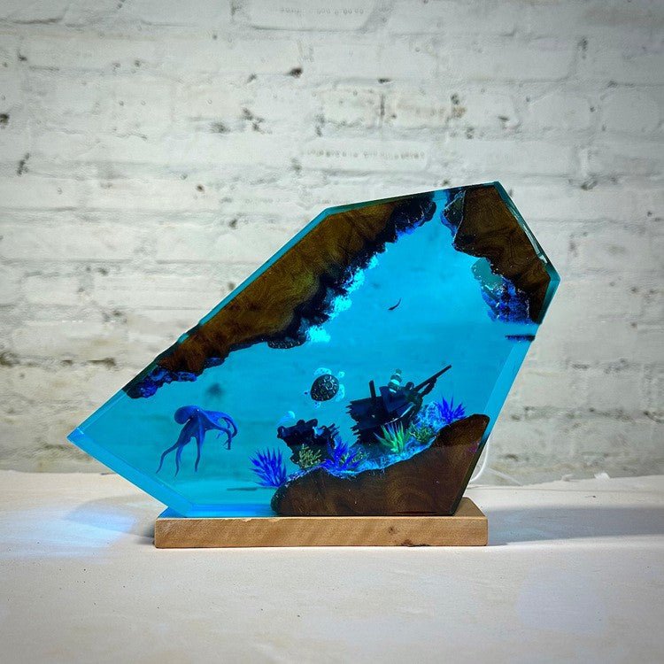 best Solid Wood Epoxy Resin Deep Sea World Small Night Lamp 0 shop online at M2K Trends for