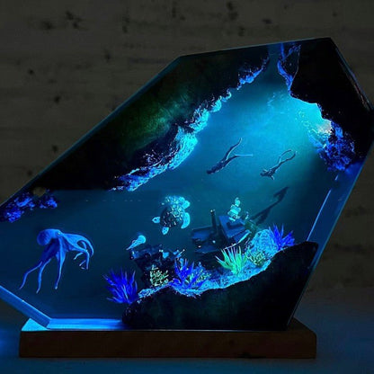 best Solid Wood Epoxy Resin Deep Sea World Small Night Lamp 0 shop online at M2K Trends for