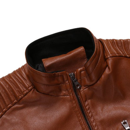 best Stand collar motorcycle leather jacket 0 shop online at M2K Trends for