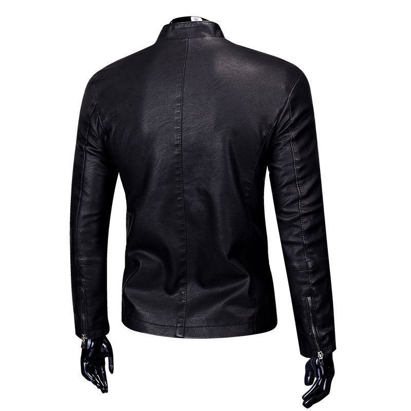 best Stand-up collar fur PU leather jacket plus velvet men's jacket Mens shirt shop online at M2K Trends for