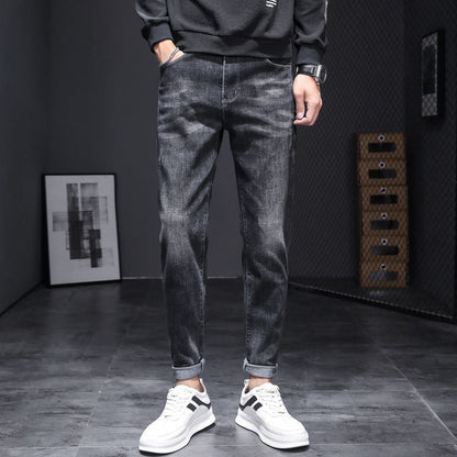 best Stretch Slim Pants Korean Casual Trend All-match Black Pants Men 0 shop online at M2K Trends for