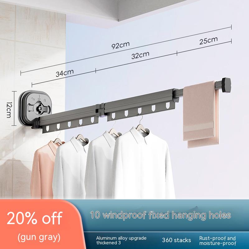 best Suction Cup Folding Clothes Hanger Indoor Home Balcony Aluminum Retractable Drying Rack No Punching Folding Clothes Hanger 0 shop online at M2K Trends for