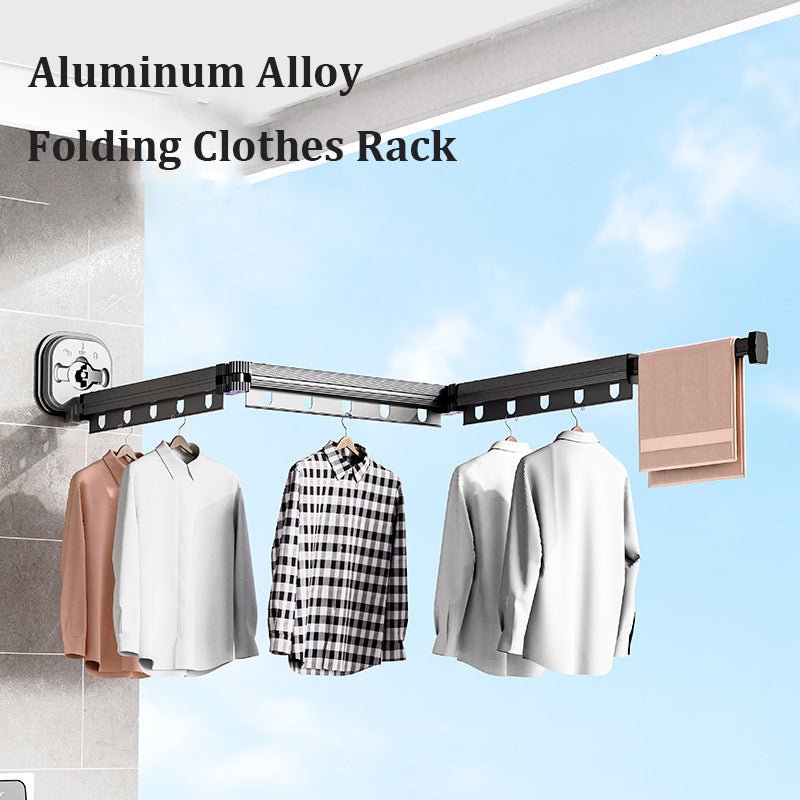 best Suction Cup Folding Clothes Hanger Indoor Home Balcony Aluminum Retractable Drying Rack No Punching Folding Clothes Hanger 0 shop online at M2K Trends for