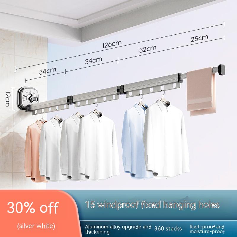 best Suction Cup Folding Clothes Hanger Indoor Home Balcony Aluminum Retractable Drying Rack No Punching Folding Clothes Hanger 0 shop online at M2K Trends for