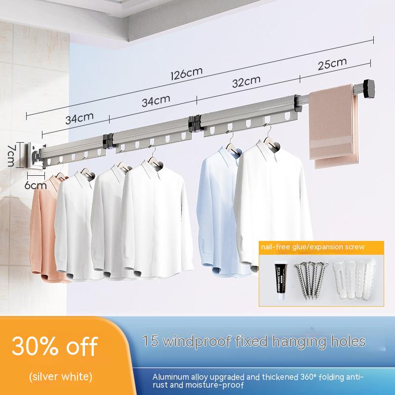 best Suction Cup Folding Clothes Hanger Indoor Home Balcony Aluminum Retractable Drying Rack No Punching Folding Clothes Hanger 0 shop online at M2K Trends for