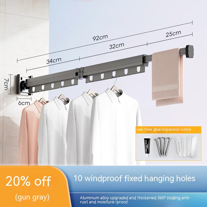 best Suction Cup Folding Clothes Hanger Indoor Home Balcony Aluminum Retractable Drying Rack No Punching Folding Clothes Hanger 0 shop online at M2K Trends for